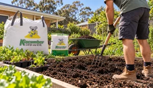 Preparing veggie patch soil on the Central Coast